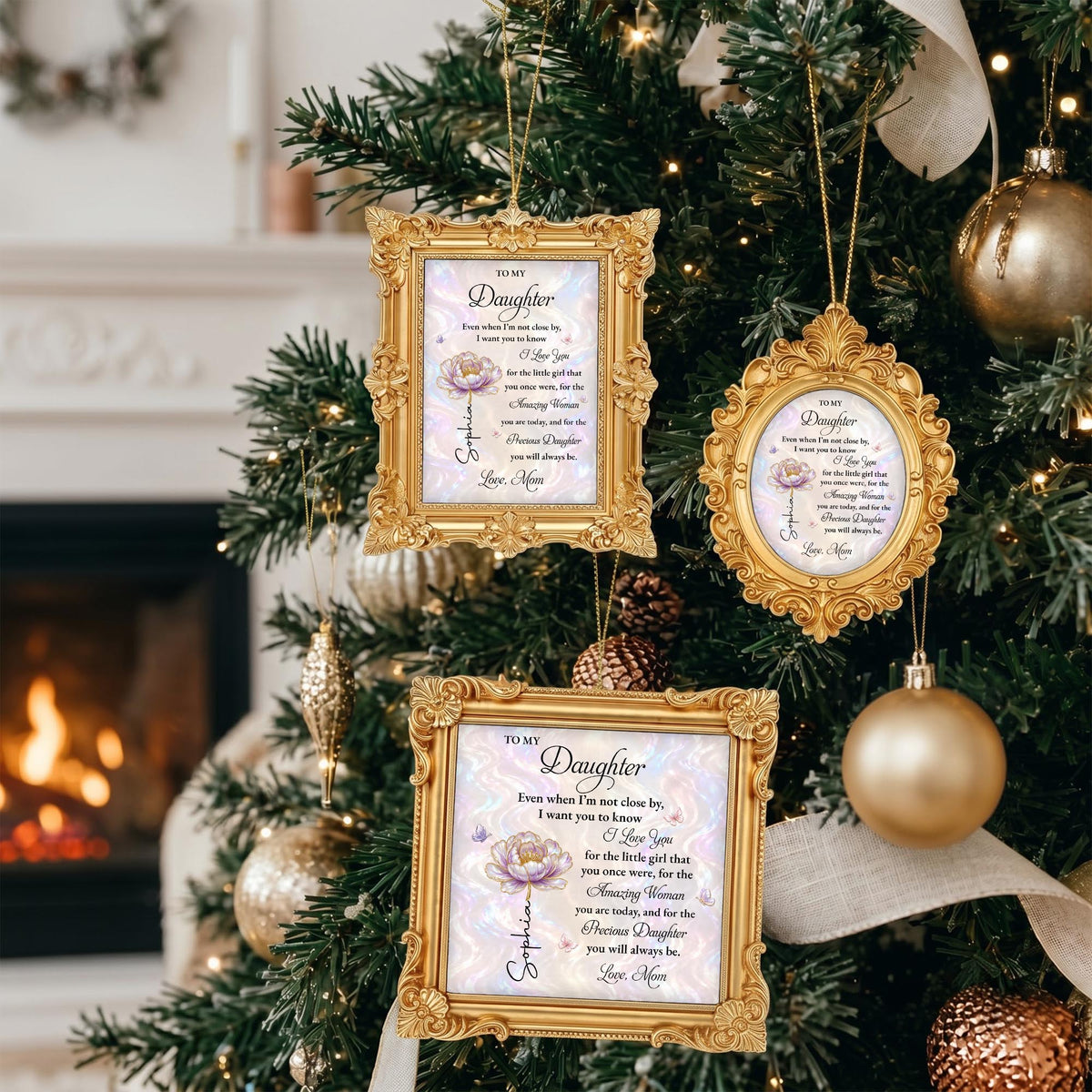 Personalized To My Daughter Flower Ornate Frame Ornament