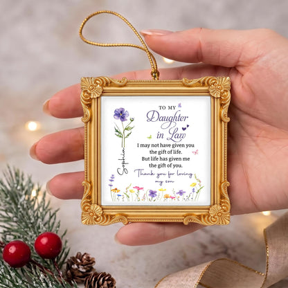 Personalized To My Daughter In Law Flowers Ornate Ornament