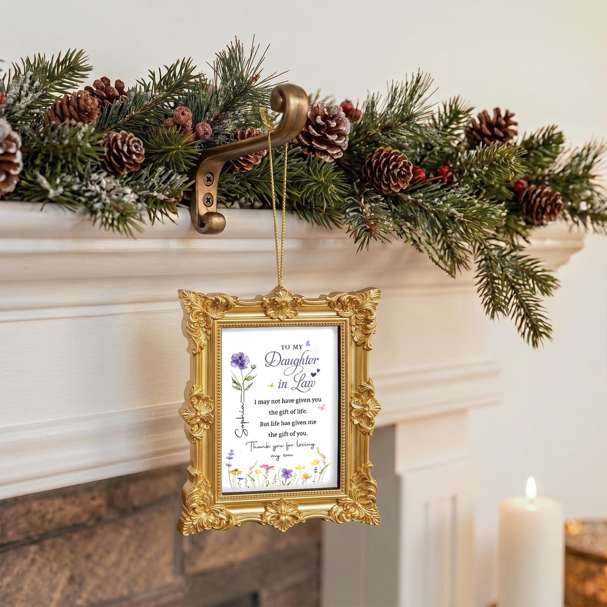 Personalized To My Daughter In Law Flowers Ornate Ornament