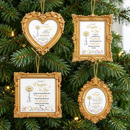 To My Daughter In Law Life Has Given Me The Gift Of You Flowers - Personalized Ornate Ornament - DILA174_ORNAO