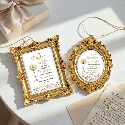 To My Daughter In Law Life Has Given Me The Gift Of You Flowers - Personalized Ornate Ornament - DILA174_ORNAO