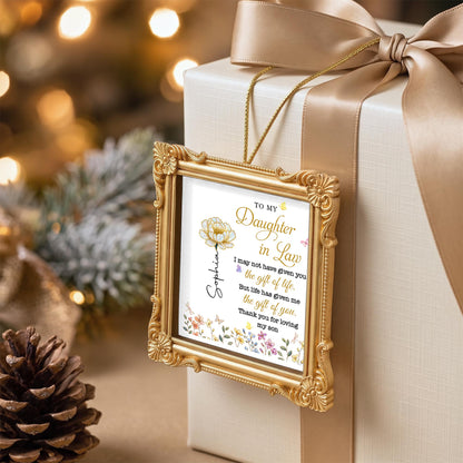 To My Daughter In Law Life Has Given Me The Gift Of You Flowers - Personalized Ornate Ornament - DILA174_ORNAO