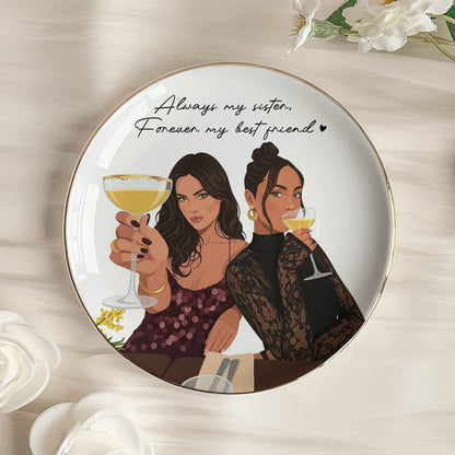 Personalized Pet Photo Besties Custom Ceramic Jewelry Trinket Dish