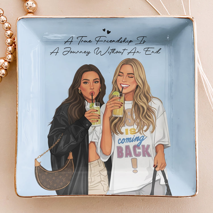 Personalized Pet Photo Besties Custom Ceramic Jewelry Trinket Dish