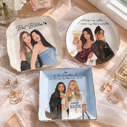 Personalized Pet Photo Besties Custom Ceramic Jewelry Trinket Dish