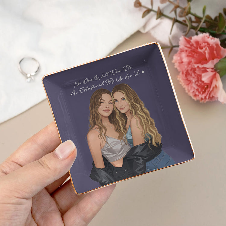 Personalized Pet Photo Besties Custom Ceramic Jewelry Trinket Dish