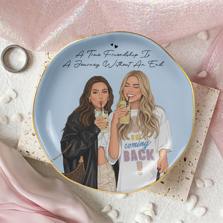 Personalized Pet Photo Besties Custom Ceramic Jewelry Trinket Dish