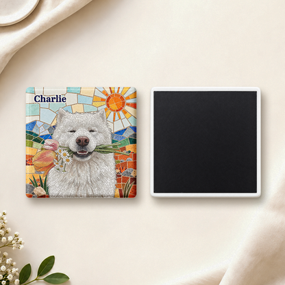 Custom Pet Portrait Mosaic Tile Art Fridge Decor - Personalized Magnet