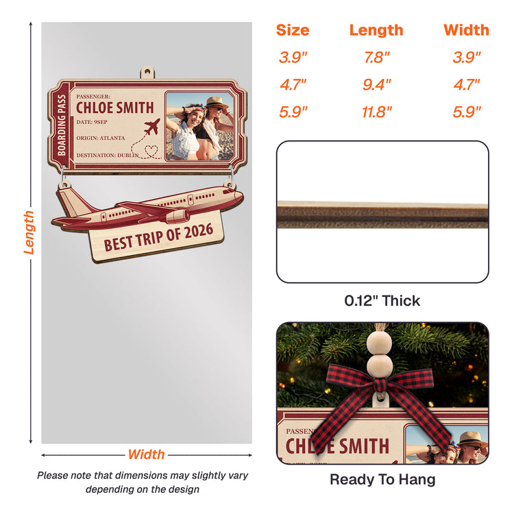 Personalized Best Trip Of The Year Ticket Wooden Ornament