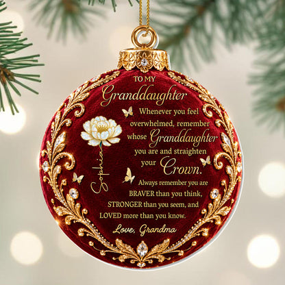Personalized Granddaughter Crown Birth Flower Ornament