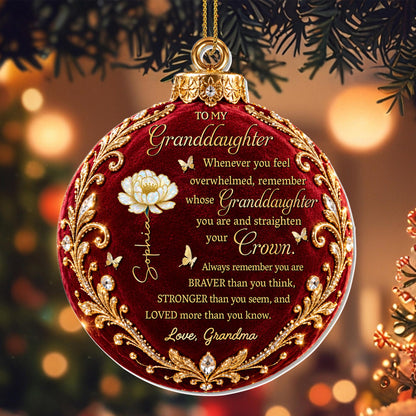 Personalized Granddaughter Crown Birth Flower Ornament