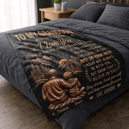 Personalized To My Grandson Grandpa Love Mountain Blanket