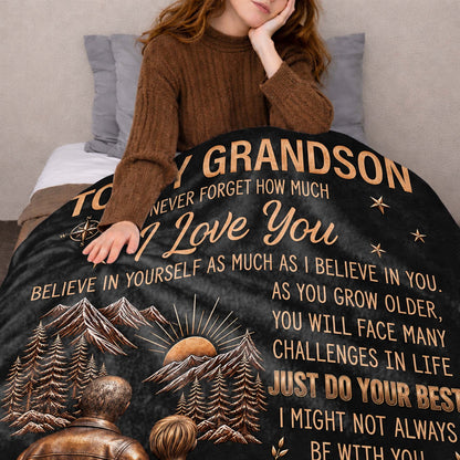Personalized To My Grandson Grandpa Love Mountain Blanket