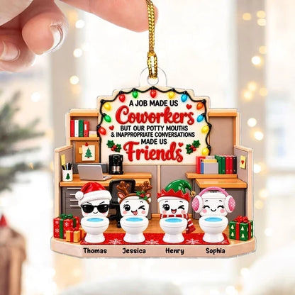 Personalized Cartoon Office Coworkers Scene Acrylic Tree Ornament