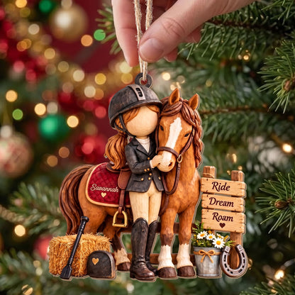 Personalized Ride Dream Roam Girl And Horse Wood Ornament