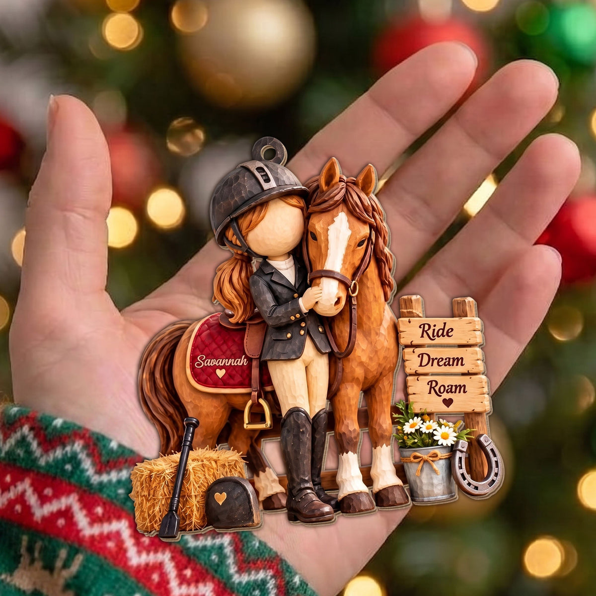 Personalized Ride Dream Roam Girl And Horse Wood Ornament