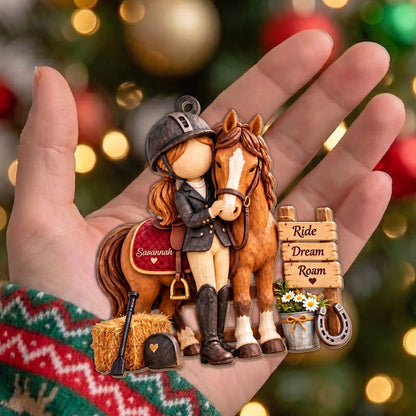 Personalized Ride Dream Roam Girl And Horse Wood Ornament