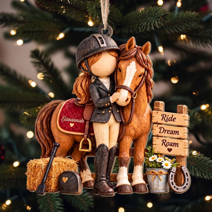 Personalized Ride Dream Roam Girl And Horse Wood Ornament
