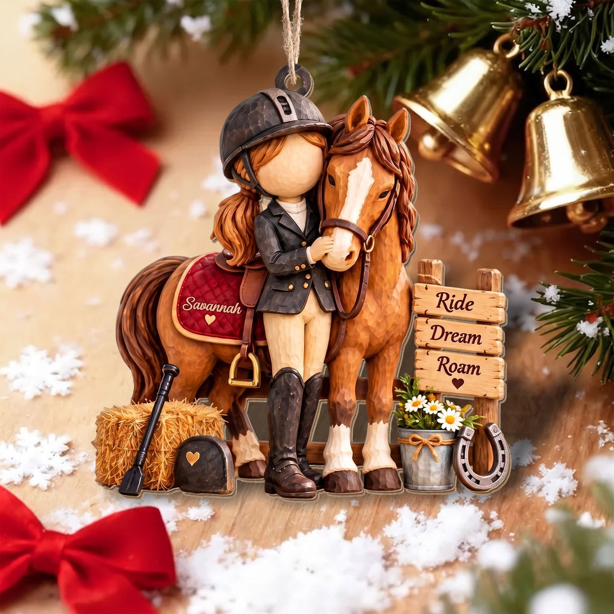 Personalized Ride Dream Roam Girl And Horse Wood Ornament