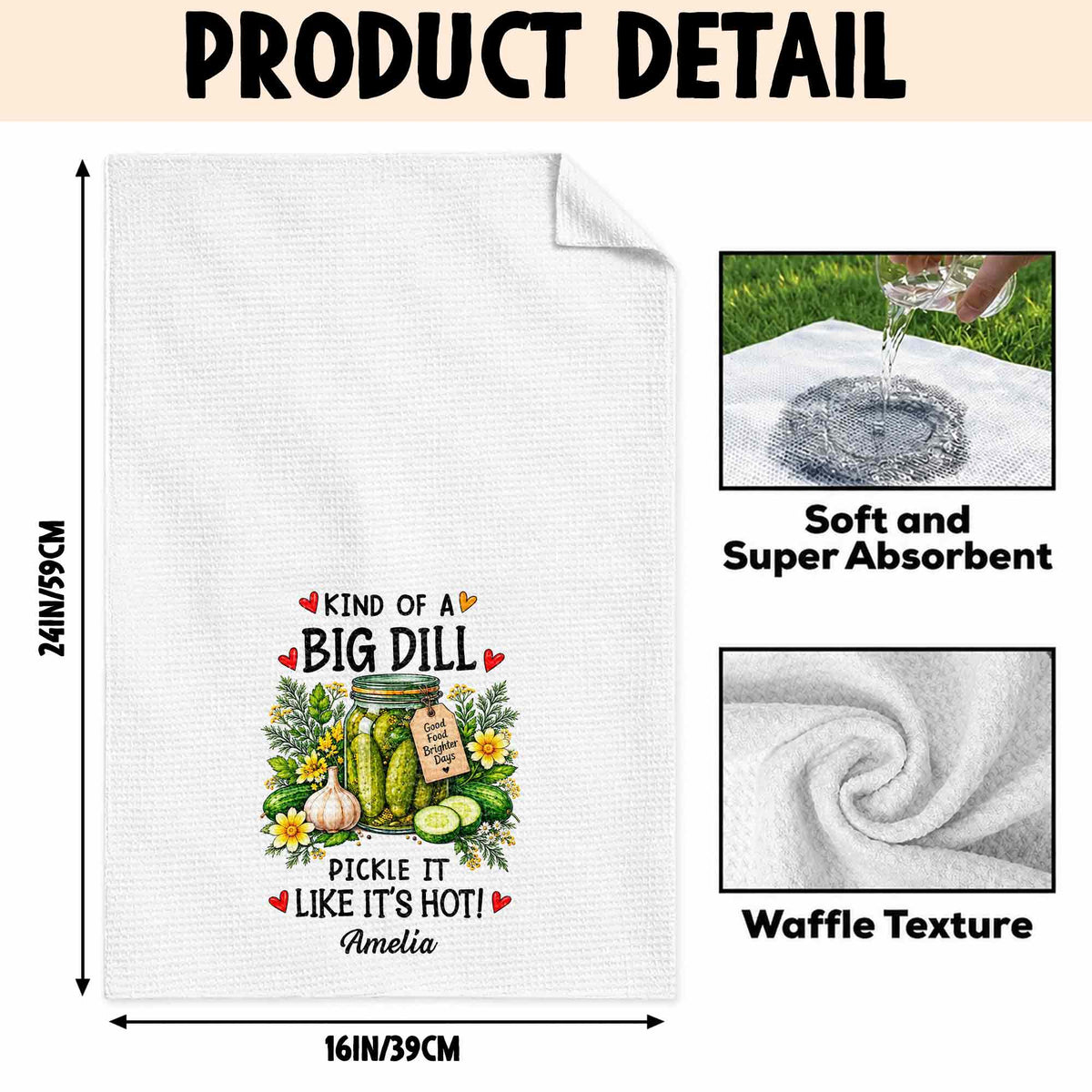 Kind Of A Big Dill Pickle It Like It's Hot Floral Jar - Personalized Kitchen Towel - HOB550_TOWL