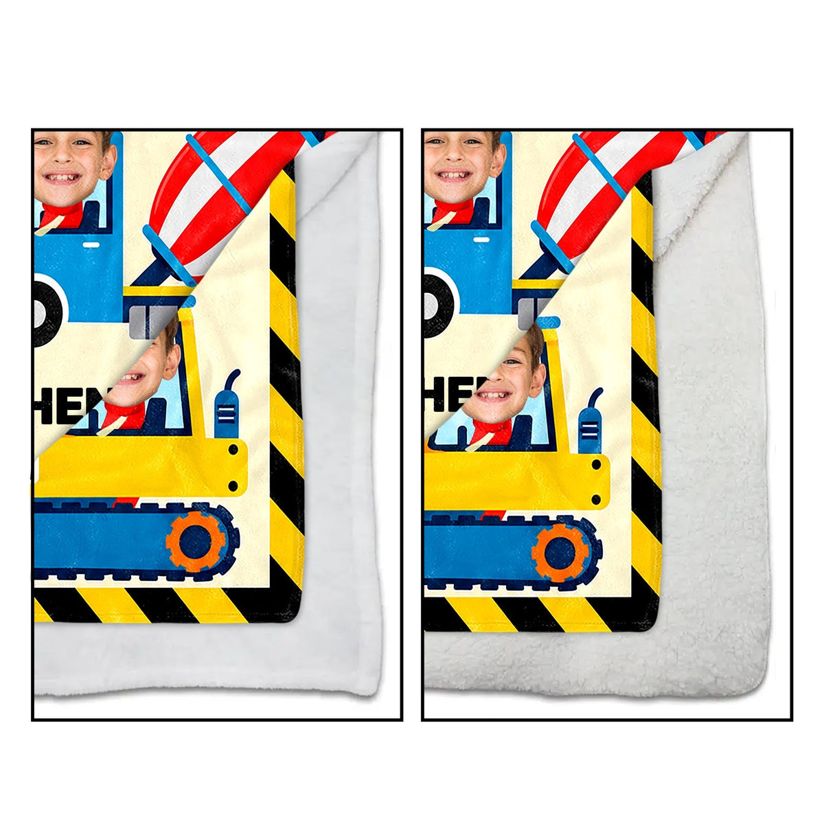 A Busy Day On The Construction Site With Excavator And Bulldozer - Personalized Custom Blanket - HOB647_BLK