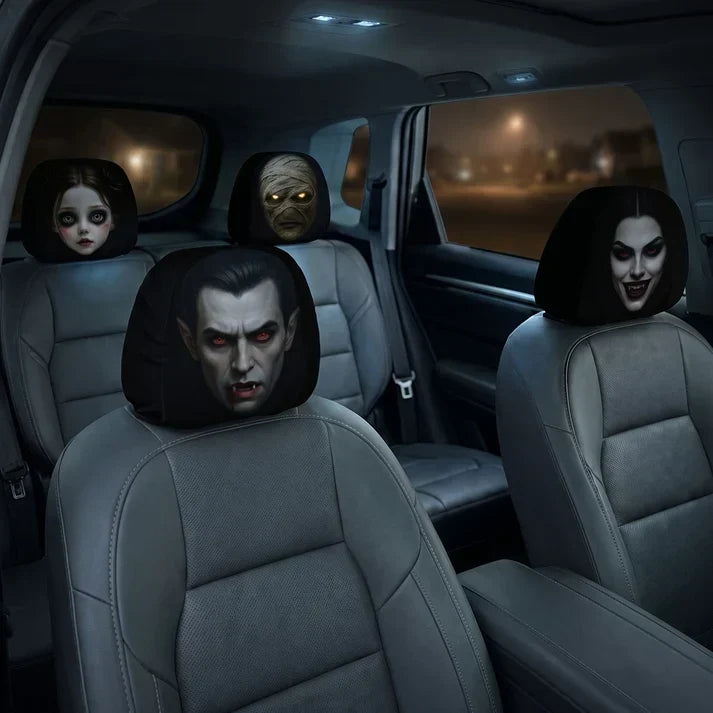 Personalized Halloween Horror Passengers Car Headrest Cover Set