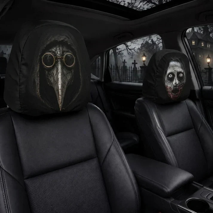 Personalized Halloween Horror Passengers Car Headrest Cover Set