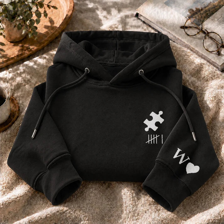 Personalized Dual Print Classic Tee, Matching Heart & Puzzle Couple Design, Unique Anniversary Gift