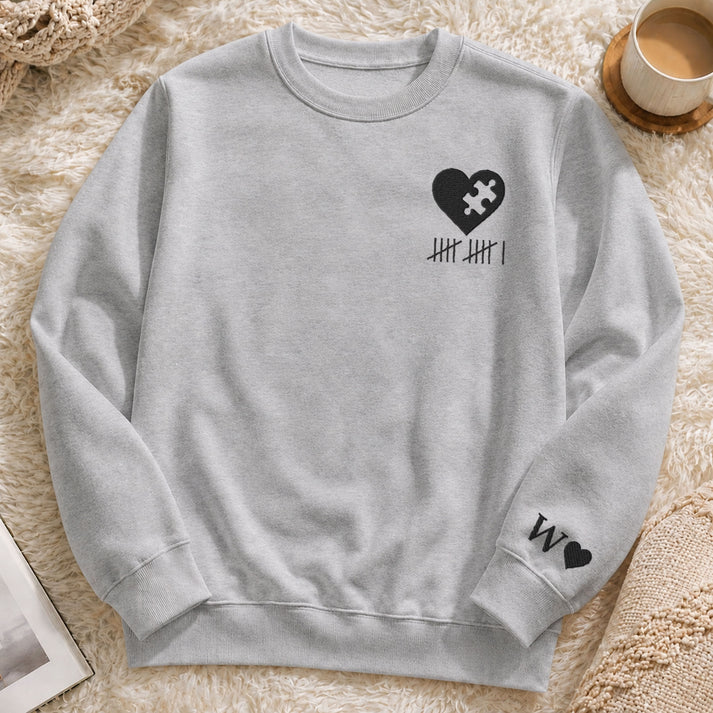 Personalized Dual Print Classic Tee, Matching Heart & Puzzle Couple Design, Unique Anniversary Gift
