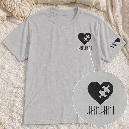 Personalized Dual Print Classic Tee, Matching Heart & Puzzle Couple Design, Unique Anniversary Gift