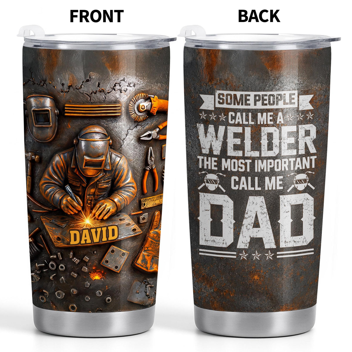 Personalized Welder Dad Metal Tools Stainless Steel Tumbler