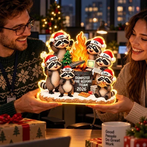 Personalized Flaming Dumpster Funny Raccoon Light Box