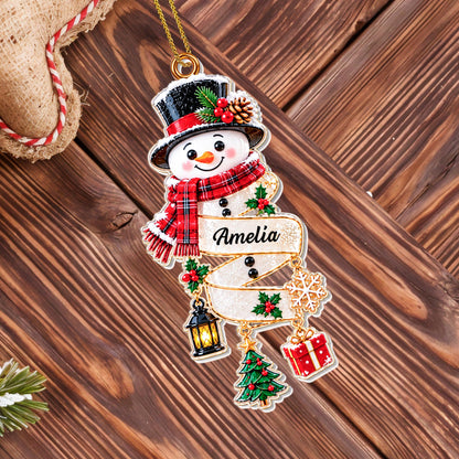 Our Little Snowman Custom Acrylic Ornament - Personalized Christmas Gift for Kids