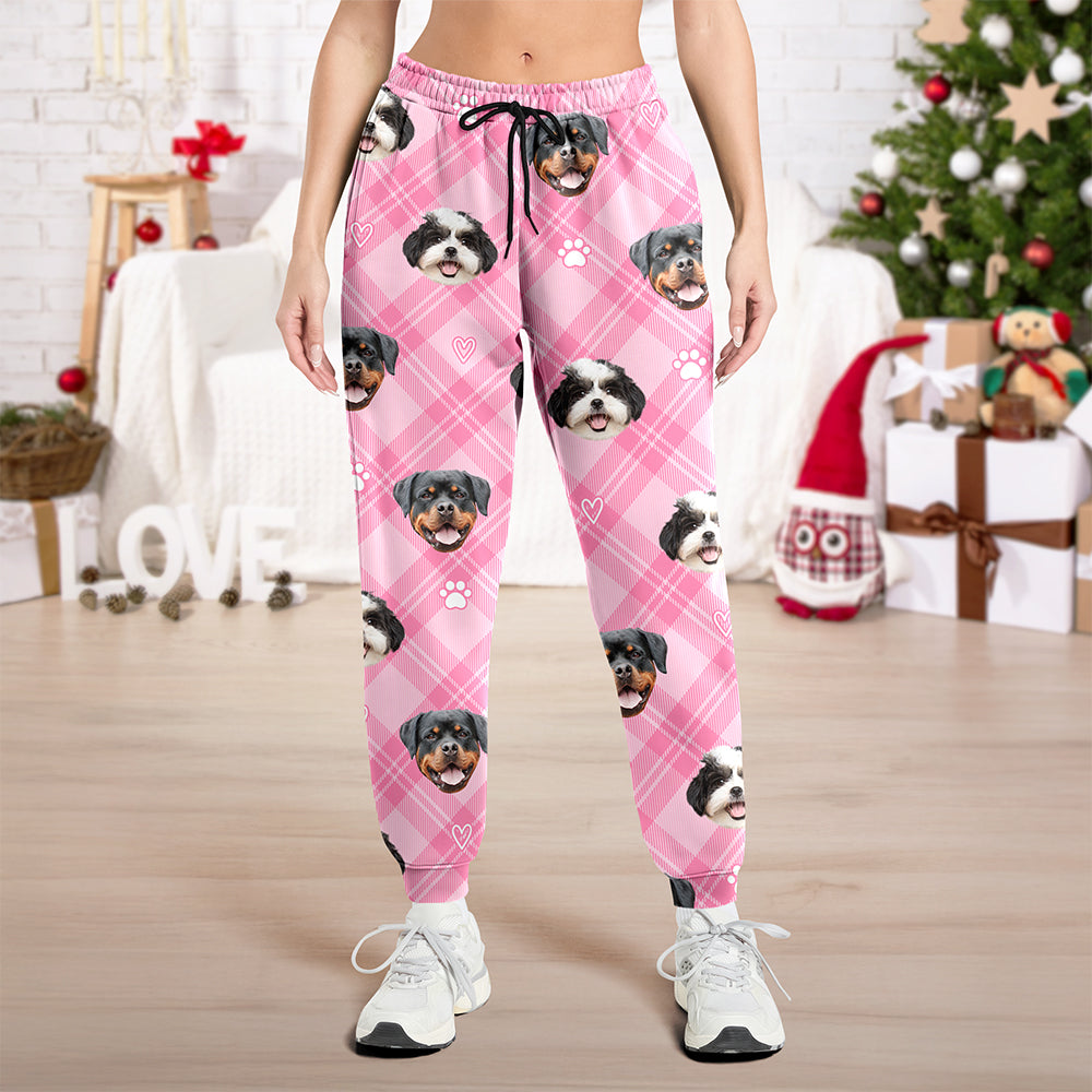 Custom Dog Cat Face Christmas Pattern Sweatpants, Cozy Holiday Gift for Family & Friends LM32 670107