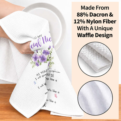 To My Special Niece Hugs Like A Mother Purple Flowers Butterfly - Personalized Kitchen Towel - NCE134_TOWL