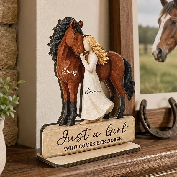 Just a Girl Who Loves Her Horse Personalized 2-Layer Wooden Plaque, Creative Gift for Equestrians