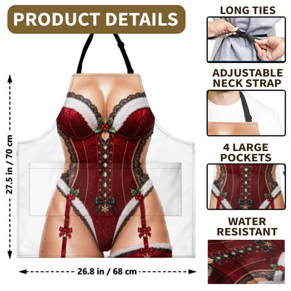 Personalized Sassy Santa Holiday Corset Cooking Apron