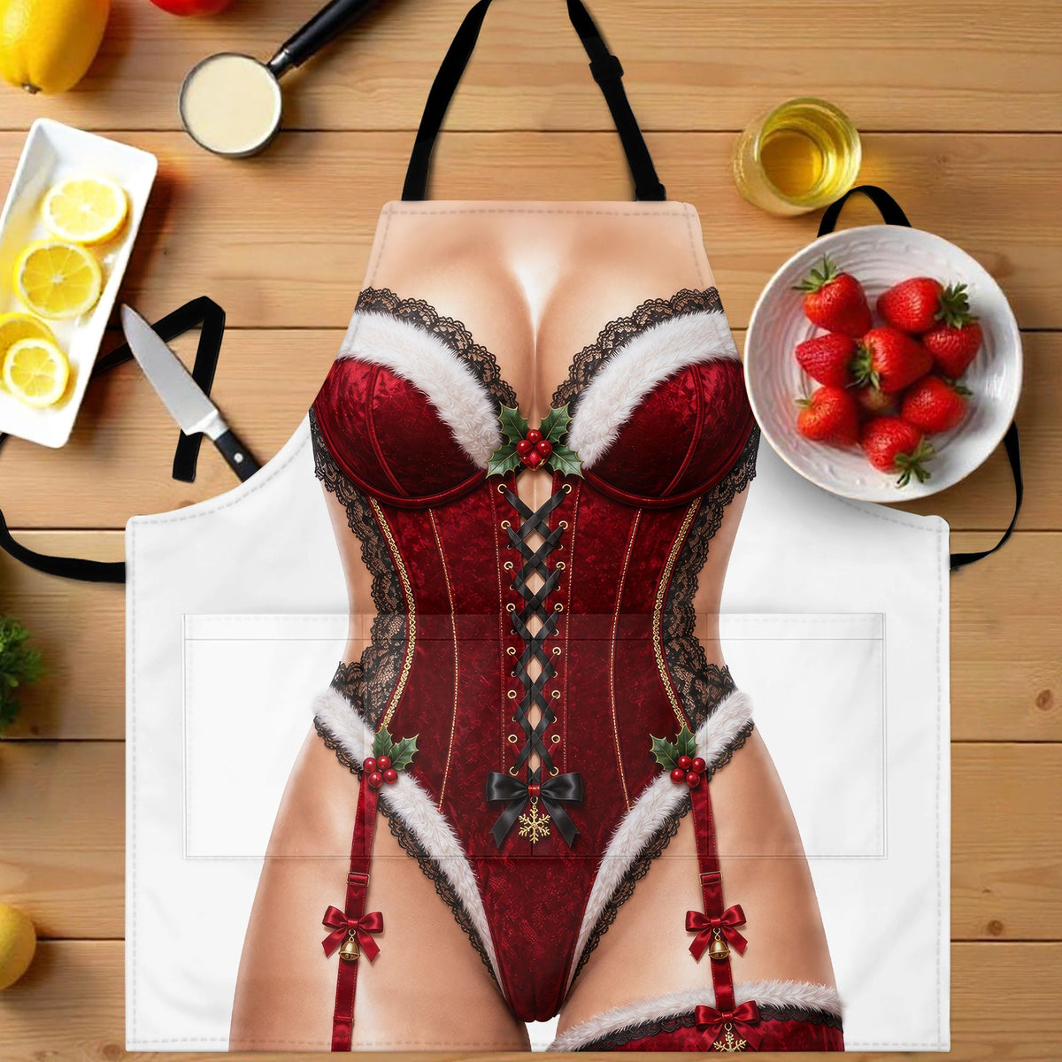 Personalized Sassy Santa Holiday Corset Cooking Apron