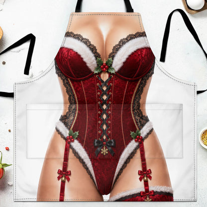 Personalized Sassy Santa Holiday Corset Cooking Apron