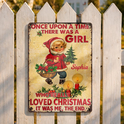 Personalized Once Upon A Time Snowman Christmas Metal Sign
