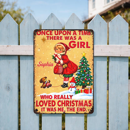 Personalized Once Upon A Time Snowman Christmas Metal Sign