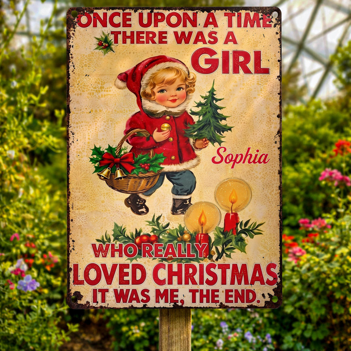 Personalized Once Upon A Time Snowman Christmas Metal Sign