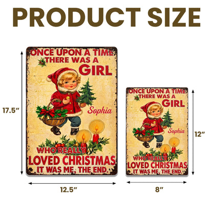 Personalized Once Upon A Time Snowman Christmas Metal Sign