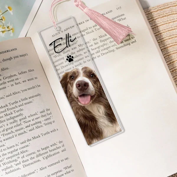 Personalized Acrylic Bookmark with Joyful Pet Portrait, Unique Keepsake Gift for Dog Owners Who Love Reading