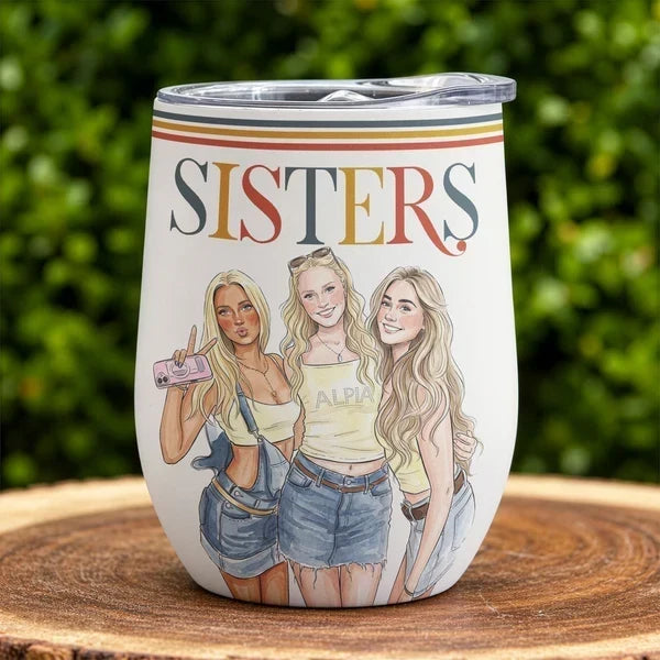 Personalized Watercolor Sisters Eggshell Cup
