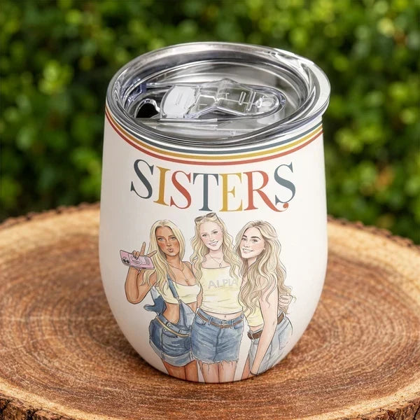 Personalized Watercolor Sisters Eggshell Cup
