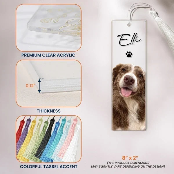 Personalized Acrylic Bookmark with Joyful Pet Portrait, Unique Keepsake Gift for Dog Owners Who Love Reading