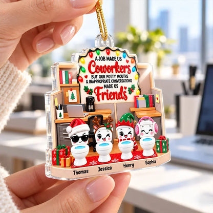 Personalized Cartoon Office Coworkers Scene Acrylic Tree Ornament