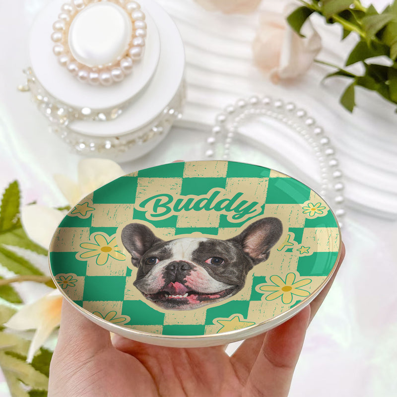 Personalized Retro Dog Portrait Ceramic Jewelry Dish