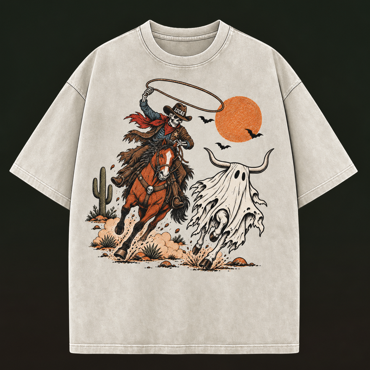 Personalized Sweatshirt, Desert Ride Under an Orange Moon, Creative Gift for Cowboy and Horse Lovers